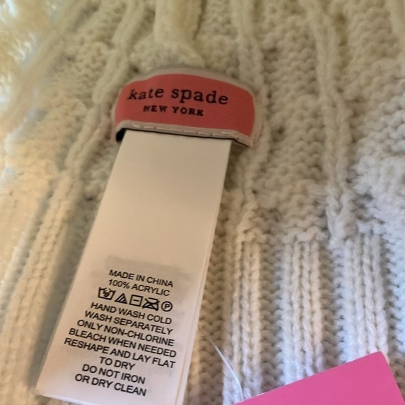 Kate Spade: French Cream Cable Knit Beanie/Hat - Picture 5 of 16